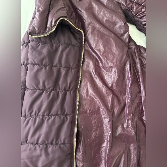 Workshop Republic Eggplant Puffer Vest Asymmetrical Gold Zipper Large - Picture 5 of 6